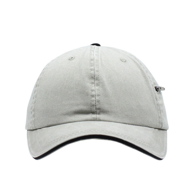 Zipper Pocket Washed Cotton Sandwich Adjustable Baseball Cap