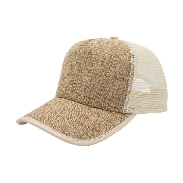 Natural Straw Faux Jute Up Mesh Adjustable Trucker Baseball Cap