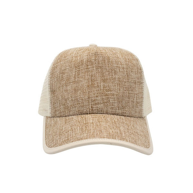 Natural Straw Faux Jute Up Mesh Adjustable Trucker Baseball Cap