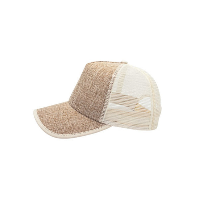 Natural Straw Faux Jute Up Mesh Adjustable Trucker Baseball Cap