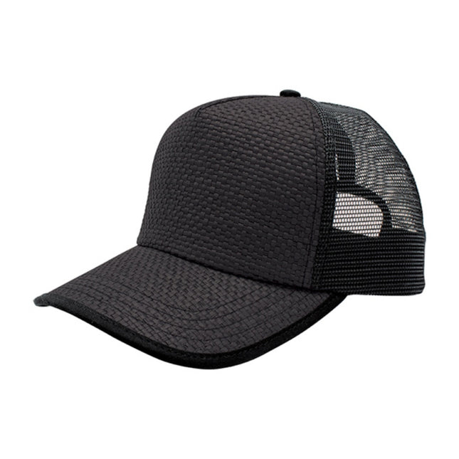 Two Tone Toyo Paper Straw Mesh Adjustable Summer Trucker Baseball Cap