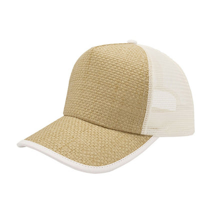 Two Tone Toyo Paper Straw Mesh Adjustable Summer Trucker Baseball Cap