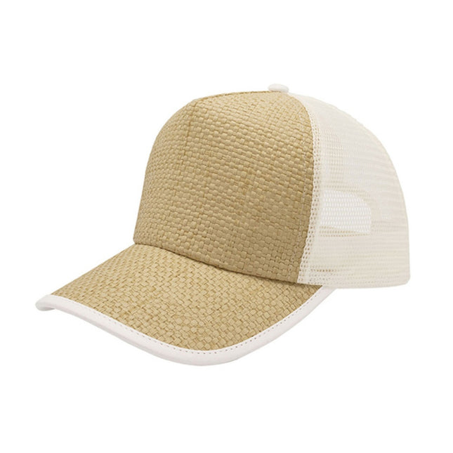 Two Tone Toyo Paper Straw Mesh Adjustable Summer Trucker Baseball Cap