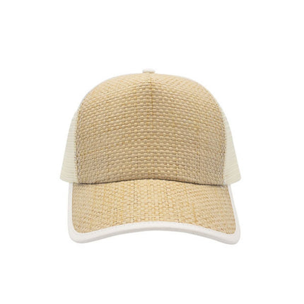 Two Tone Toyo Paper Straw Mesh Adjustable Summer Trucker Baseball Cap