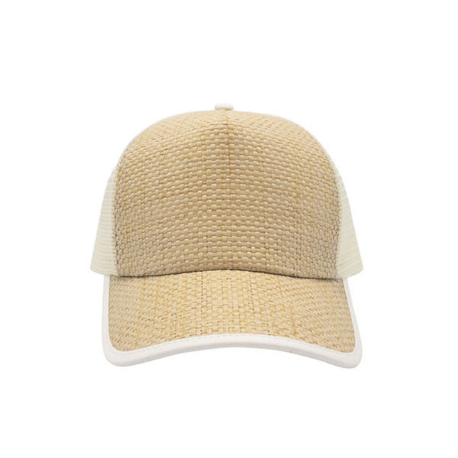 Two Tone Toyo Paper Straw Mesh Adjustable Summer Trucker Baseball Cap