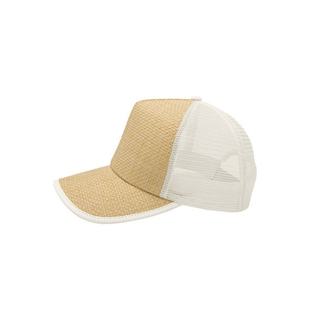 Two Tone Toyo Paper Straw Mesh Adjustable Summer Trucker Baseball Cap