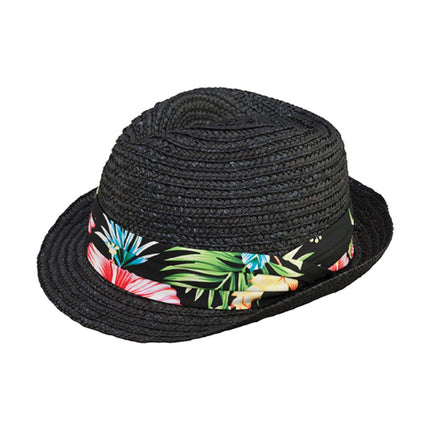 Braid Straw Lightweight Floral Band Fedora Natural