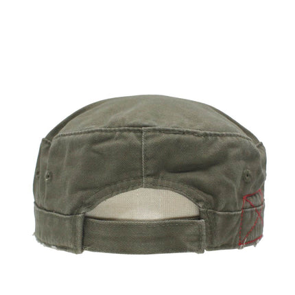 Distressed Red Stitch Low Profile Washed Cotton Adjustable Army Cadet Hat