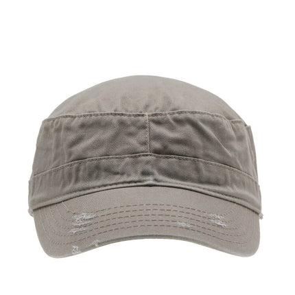 Distressed Red Stitch Low Profile Washed Cotton Adjustable Army Cadet Hat