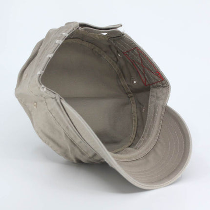 Distressed Red Stitch Low Profile Washed Cotton Adjustable Army Cadet Hat