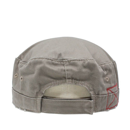 Distressed Red Stitch Low Profile Washed Cotton Adjustable Army Cadet Hat