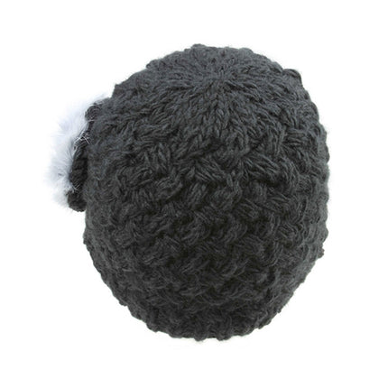Woman's Soft Cable Furry Flower Crochet Fashion Knit Beanie Hat