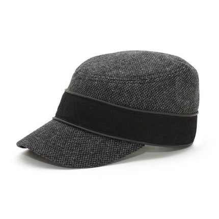 Infinity Fall Winter Wool Blend Faux Leather Band Army Cap
