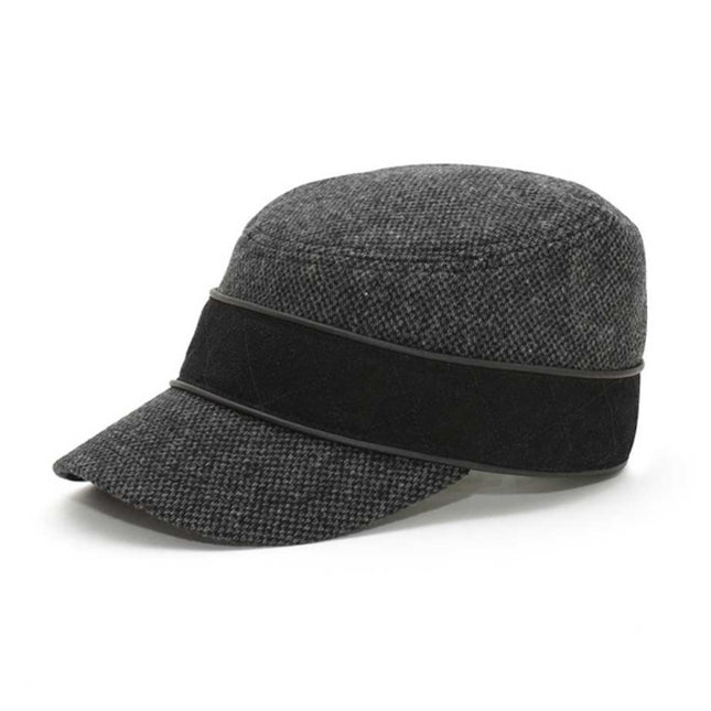 Infinity Fall Winter Wool Blend Faux Leather Band Army Cap
