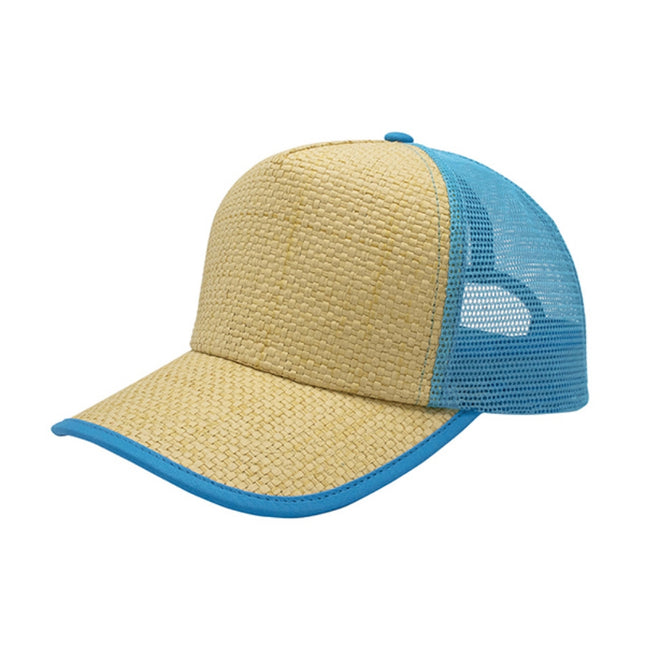 Two Tone Toyo Paper Straw Mesh Adjustable Summer Trucker Baseball Cap
