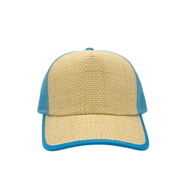 Two Tone Toyo Paper Straw Mesh Adjustable Summer Trucker Baseball Cap