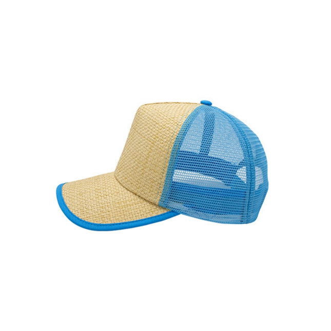 Two Tone Toyo Paper Straw Mesh Adjustable Summer Trucker Baseball Cap