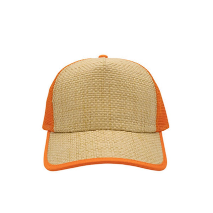 Two Tone Toyo Paper Straw Mesh Adjustable Summer Trucker Baseball Cap