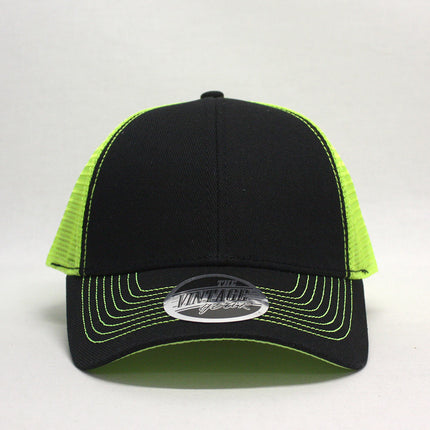 Neon Two Tone Cotton Twill Mesh Adjustable Trucker Baseball Cap