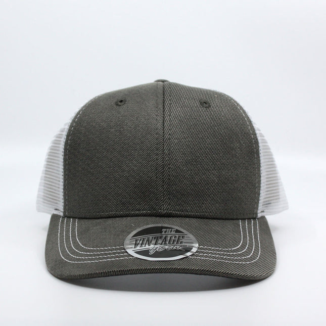 Heavy Washed Wax Coated Cotton Adjustable Mid Profile Mesh Trucker Baseball Cap