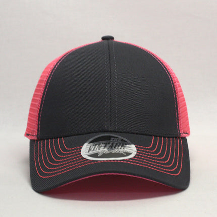 Neon Two Tone Cotton Twill Mesh Adjustable Trucker Baseball Cap