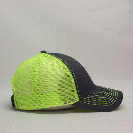 Neon Two Tone Cotton Twill Mesh Adjustable Trucker Baseball Cap