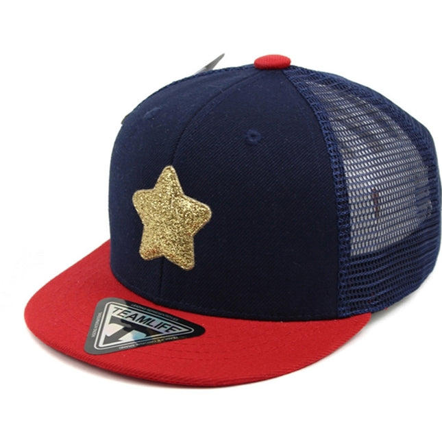 Kids Star Boys Girls Flat Bill Mesh Back Snapback Baseball Cap