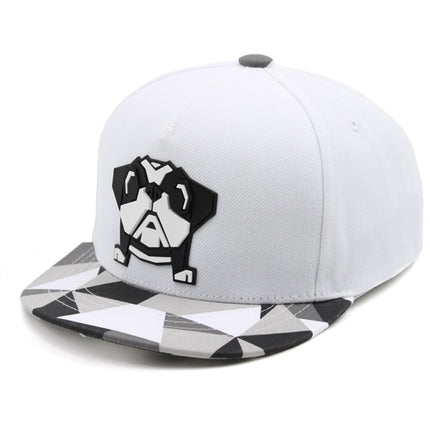 Kids Bulldog Origami Sculpture Boys Girls Flat Bill Snapback Baseball Cap