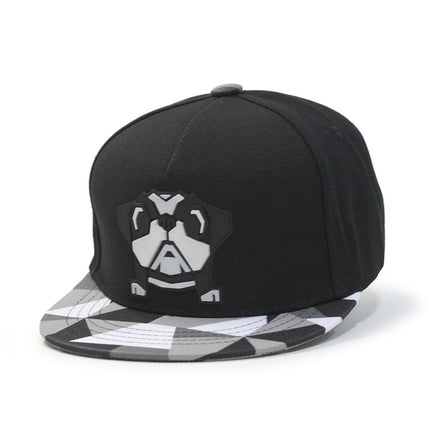 Kids Bulldog Origami Sculpture Boys Girls Flat Bill Snapback Baseball Cap