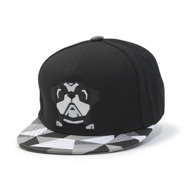 Kids Bulldog Origami Sculpture Boys Girls Flat Bill Snapback Baseball Cap