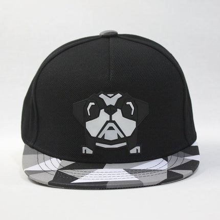 Kids Bulldog Origami Sculpture Boys Girls Flat Bill Snapback Baseball Cap