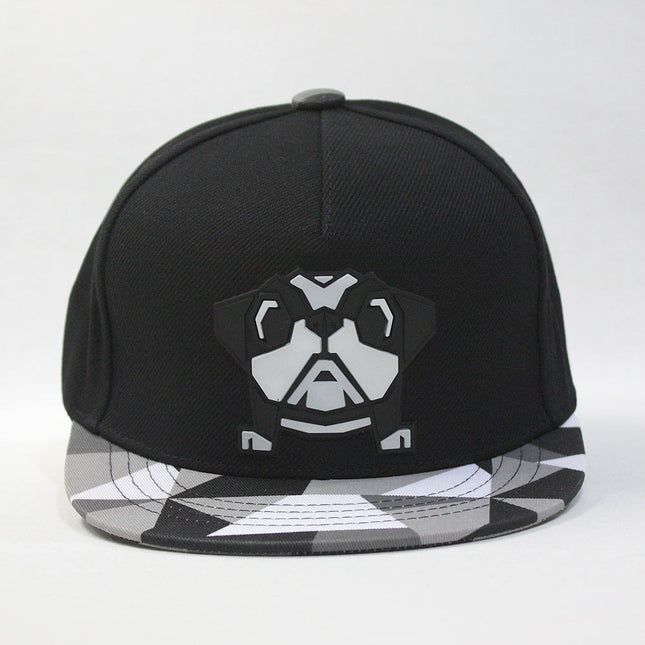 Kids Bulldog Origami Sculpture Boys Girls Flat Bill Snapback Baseball Cap