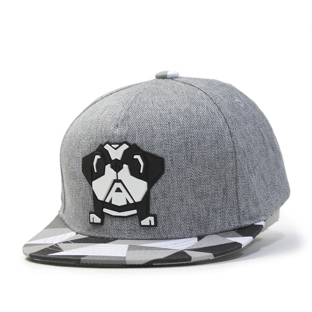 Kids Bulldog Origami Sculpture Boys Girls Flat Bill Snapback Baseball Cap