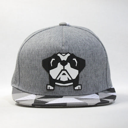 Kids Bulldog Origami Sculpture Boys Girls Flat Bill Snapback Baseball Cap