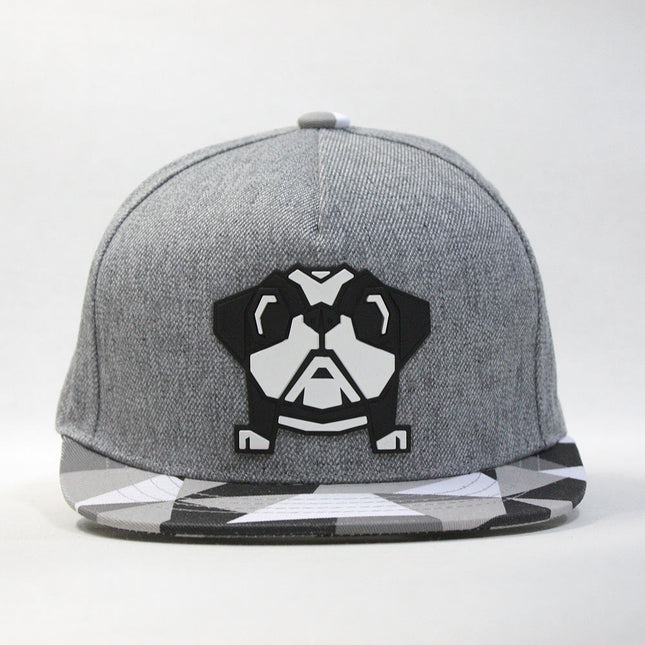 Kids Bulldog Origami Sculpture Boys Girls Flat Bill Snapback Baseball Cap